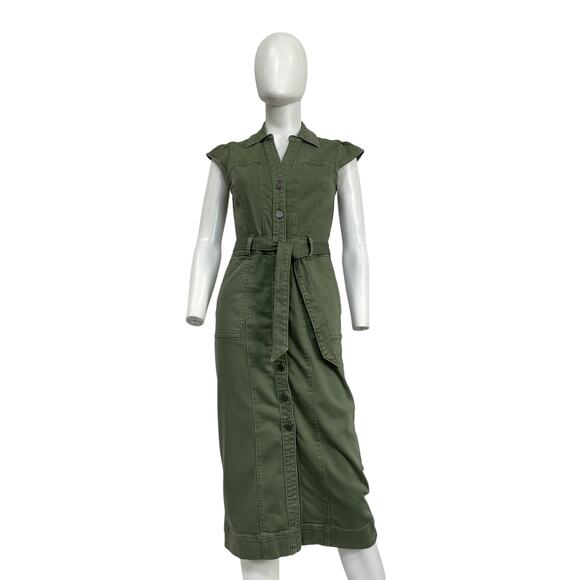 Paige 'Jaxsyn' Green Cotton Midi Dress Size 2 - Picture 2 of 5